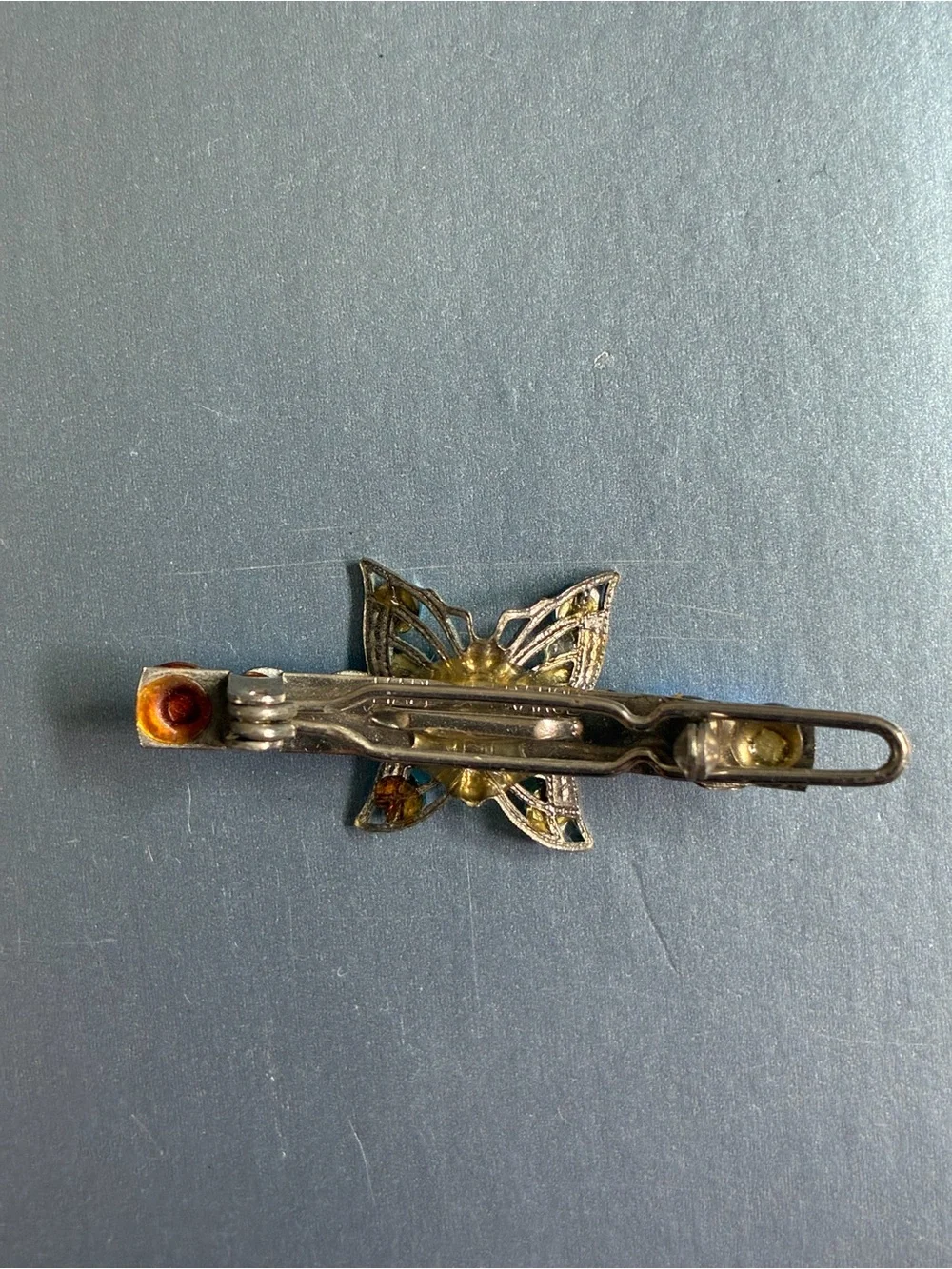 Vintage Blue Butterfly Rhinestone Hair Clip - Hair Accessories